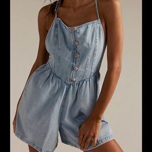 We The Free light denim wash Romper